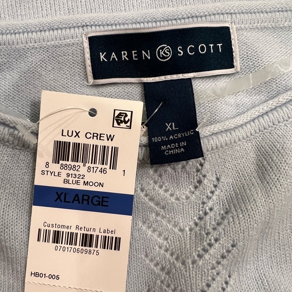 NWT Karen Scott Light Blue Sweater - Picture 10 of 11